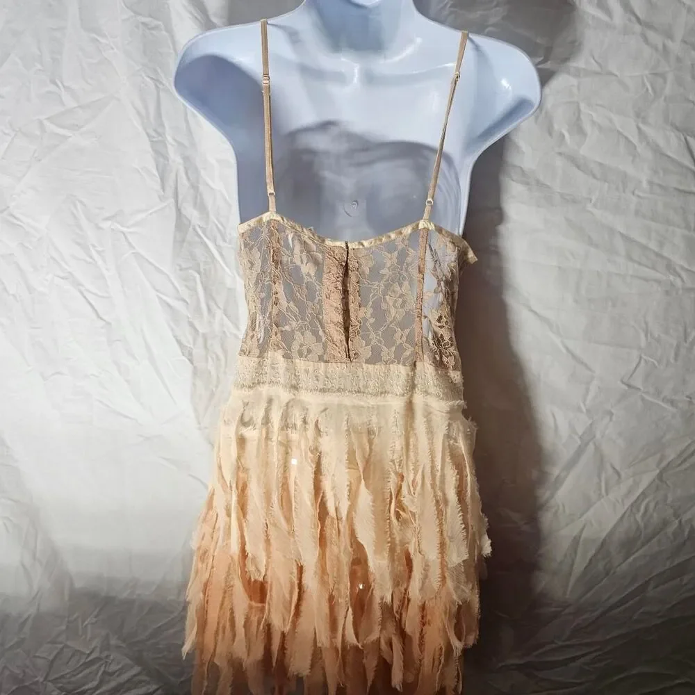 Free people feather lace fairy peach whimsical dress
